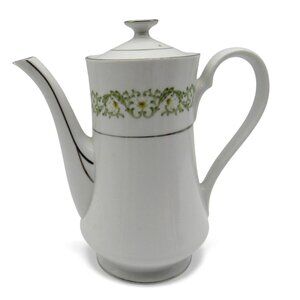 TOWNE HOUSE Japan Serenade 3626 Ceramic Coffee Pot Floral White Vintage - Damage